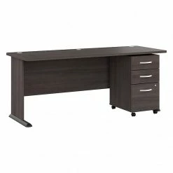 Bush Business Furniture Studio A 72"W Computer Desk With 3-Drawer Mobile File Cabinet, Storm Gray (STA004SGSU)