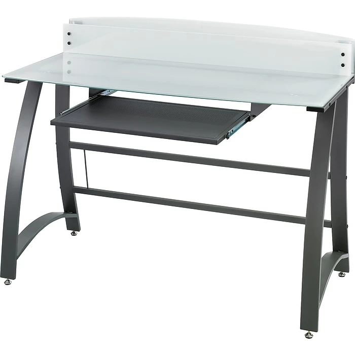 Safco Xpressions Glass Top Computer Desk, Frosted/Black - Image 5