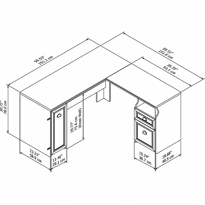 Bush Furniture Fairview L Shaped Desk, Antique White/Tea Maple (WC53230-03K) - Image 4