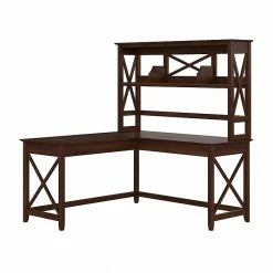 Bush Furniture Key West 60" L-Shaped Desk, Bing Cherry (KWS048BC)