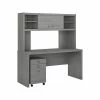 Office By Kathy Ireland® Echo 60"W Credenza Desk With Hutch And Mobile File Cabinet, Modern Gray (ECH006MG)