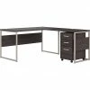 Bush Business Furniture Hybrid 60" L-Shaped Table Desk With Mobile File Cabinet, Storm Gray (HYB029SGSU)