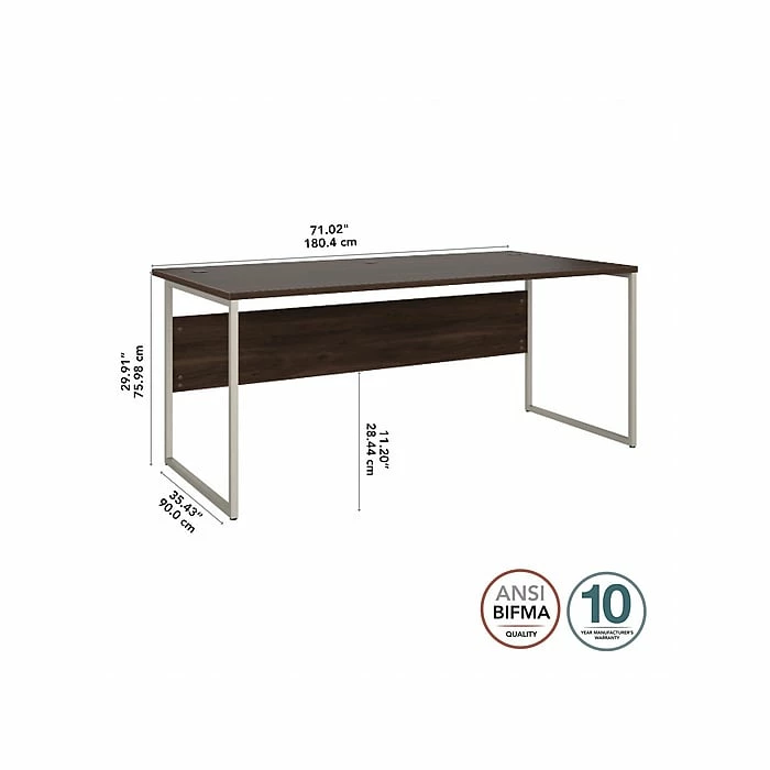 Bush Business Furniture Hybrid 72" W Computer Desk, Black Walnut (HYD172BW) - Image 4