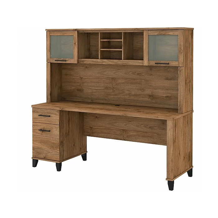 Bush Furniture Somerset 72" Computer Desk With Drawers And Hutch, Fresh Walnut (SET018FW)