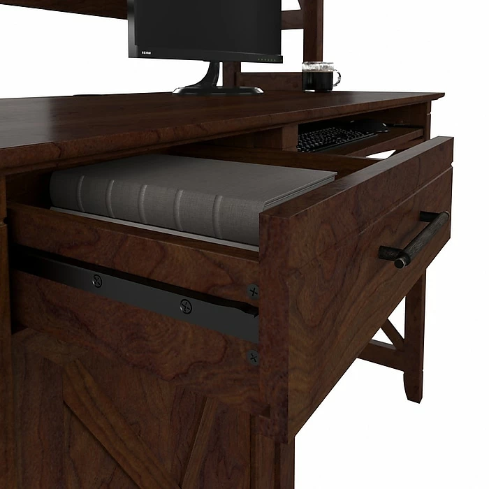 Bush Furniture Key West 48" Computer Desk With Hutch, Bing Cherry (KWD248BC-03) - Image 8