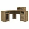 Bush Furniture Cabot 60"W L-Shaped Desk With Desktop Organizers, Reclaimed Pine (CAB065RCP)