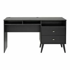 Prepac Milo 55" Desk With Side Storage And 2 Drawers, Black (BEHR-1413-1)