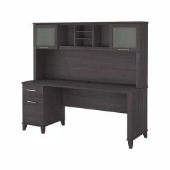 Bush Furniture Somerset 72" Computer Desk With Drawers And Hutch, Storm Gray (SET018SG)