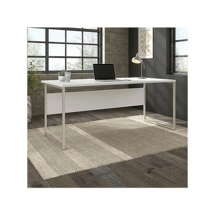 Bush Business Furniture Hybrid 72" W Computer Table Desk With Metal Legs, White (HYD172WH) - Image 2
