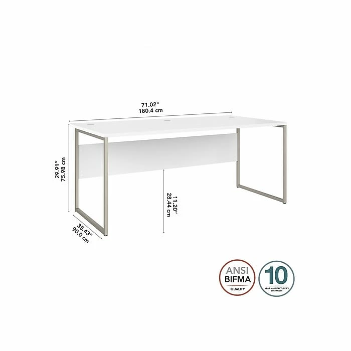 Bush Business Furniture Hybrid 72" W Computer Table Desk With Metal Legs, White (HYD172WH) - Image 4
