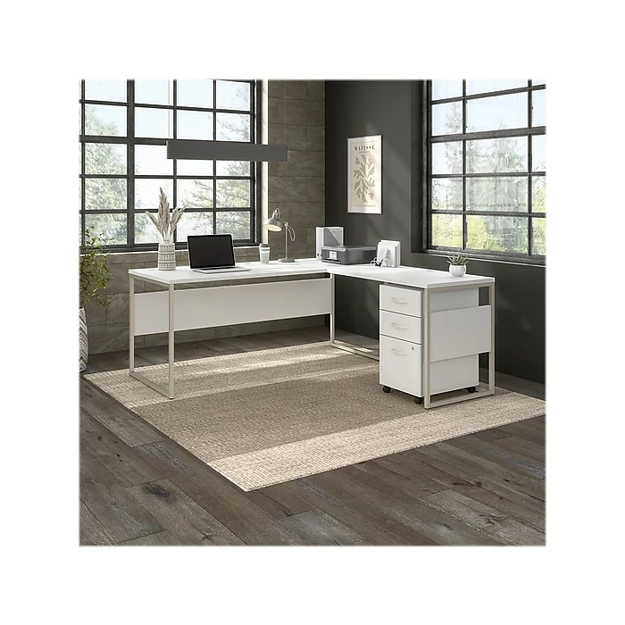Bush Business Furniture Hybrid 72" W Computer Table Desk With Metal Legs, White (HYD172WH) - Image 8