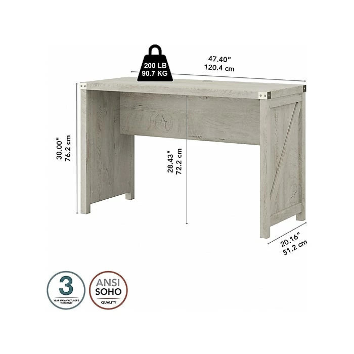 Kathy Ireland® Home By Bush Furniture Cottage Grove 48" Writing Desk, Cottage White (CGD148CWH-03) - Image 5