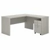 Office By Kathy Ireland® Echo 60"W L-Shaped Desk With Mobile File Cabinet, Gray Sand (ECH008GS)