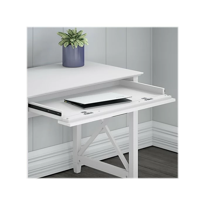 Bush Furniture Key West 54" Computer Desk Bundle, Pure White Oak (KWS006WT) - Image 3