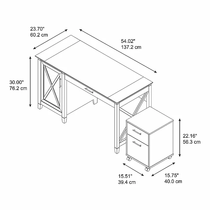 Bush Furniture Key West 54" Computer Desk Bundle, Pure White Oak (KWS006WT) - Image 5