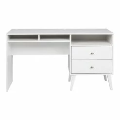 Prepac Milo 55" Desk With Side Storage And 2 Drawers, White (WEHR-1413-1)