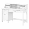 Bush Furniture Broadview 54" W Computer Desk With 2 Drawer Pedestal And Organizer Bundle, Pure White (BD005WH)