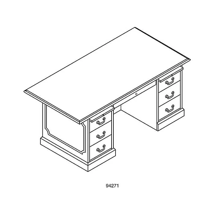 HON 94000 Series 72"W Double Pedestal Desk, Mahogany (HON94271NN) - Image 5