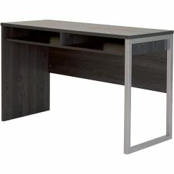 South Shore Interface Desk With Storage, Gray Oak