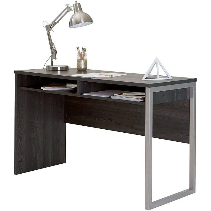 South Shore Interface Desk With Storage, Gray Oak - Image 2