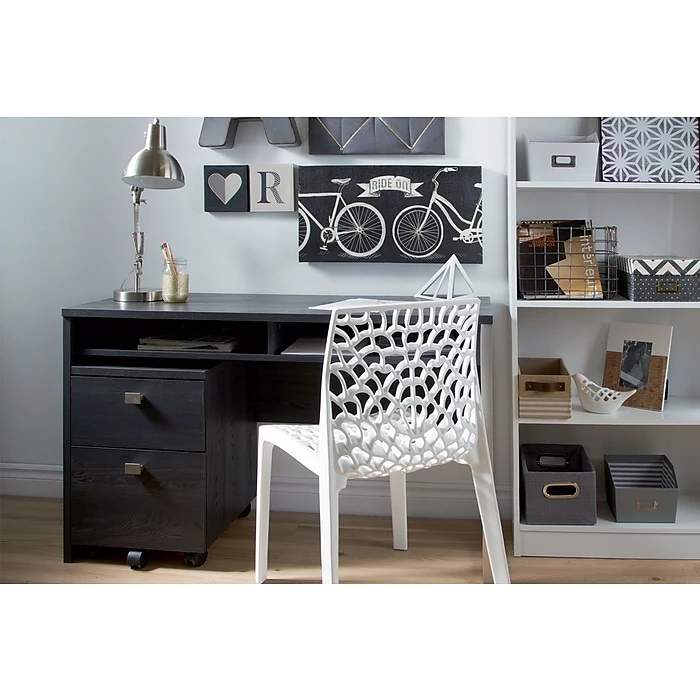 South Shore Interface Desk With Storage, Gray Oak - Image 4