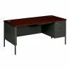 HON Metro Classic 66" Single Pedestal Desk, Mahogany/Charcoal (HONP3265RNS)