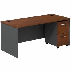 Bush Business Furniture Westfield Desk W/ 2 Drawer Mobile Pedestal, Hansen Cherry (SRC028HCSU)