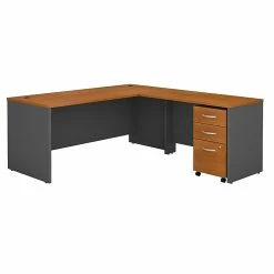 Bush Business Furniture Westfield 72W L Shaped Desk With 48W Return And Mobile File Cabinet, Natural Cherry (SRC001NCSU)