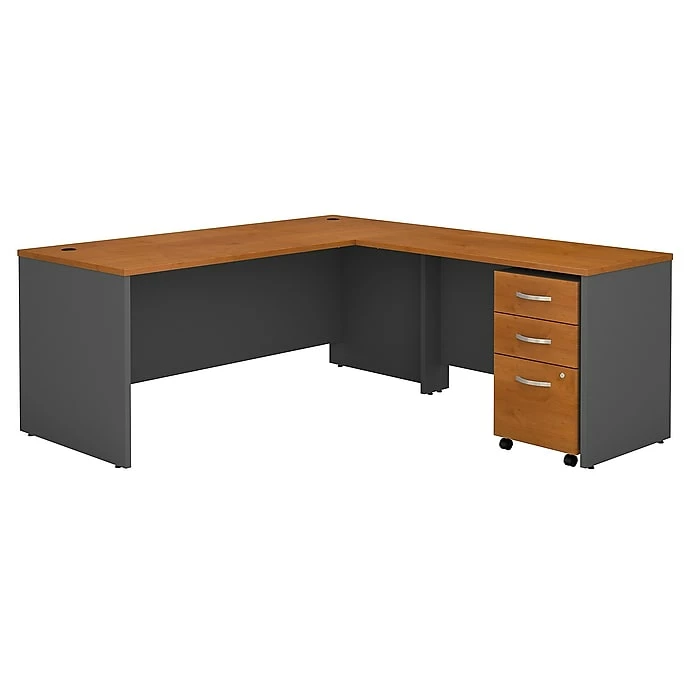 Bush Business Furniture Westfield 72W L Shaped Desk With 48W Return And Mobile File Cabinet, Natural Cherry (SRC001NCSU)