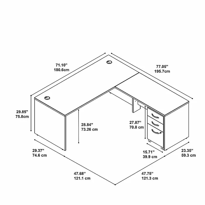 Bush Business Furniture Westfield 72W L Shaped Desk With 48W Return And Mobile File Cabinet, Natural Cherry (SRC001NCSU) - Image 5
