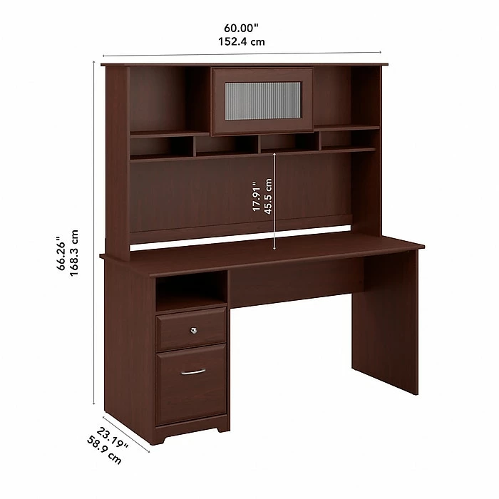 Bush Furniture Cabot 60W Computer Desk With Hutch And Drawers, Harvest Cherry (CAB042HVC) - Image 5