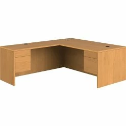 HON 10500 Series Right L-Shaped Office Desk, 72"W, Harvest