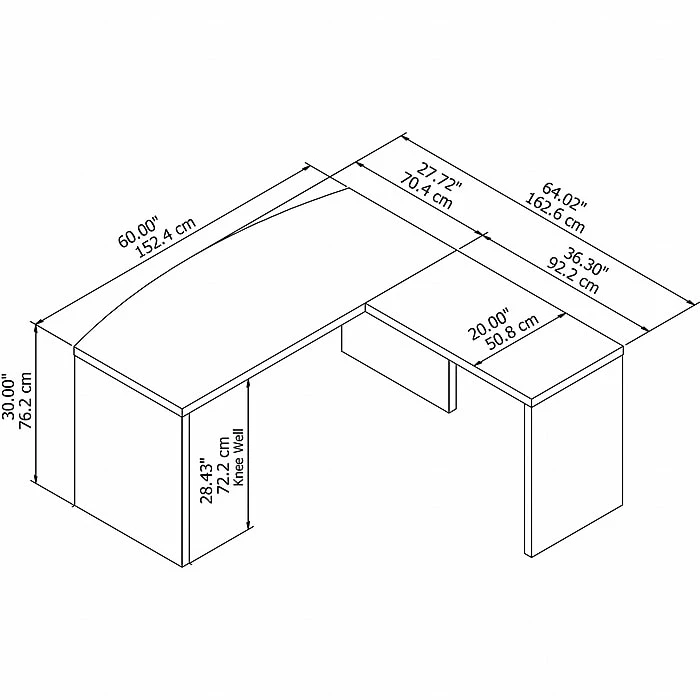 Office By Kathy Ireland® Echo L Shaped Bow Front Desk, Pure White/Pure White (ECH025PW) - Image 3