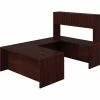 HON 10500 Series Bundle Solutions Left U-Station With Stack-On Storage, Mahogany, 72" X 108"