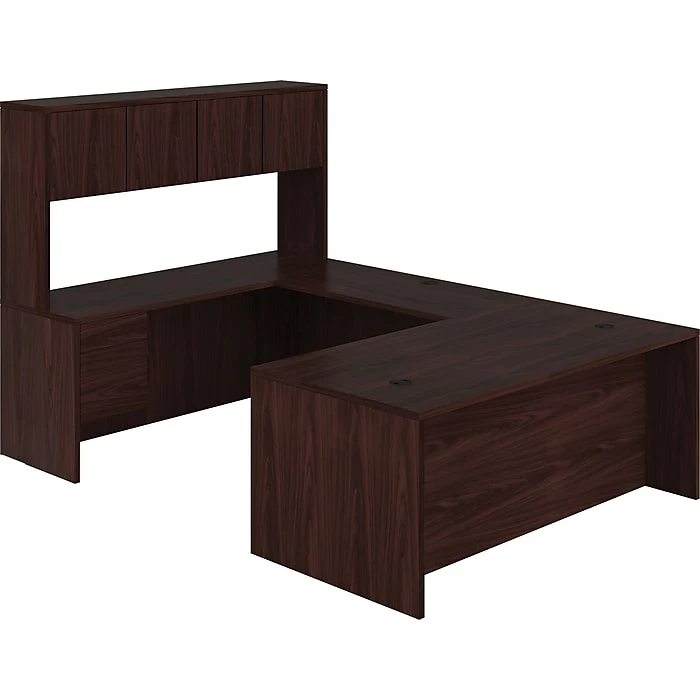 HON 10500 Series Bundle Solutions Left U-Station With Stack-On Storage, Mahogany, 72" X 108" - Image 3