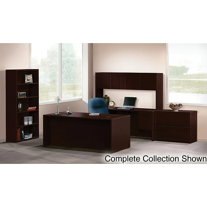 HON 10500 Series Bundle Solutions Left U-Station With Stack-On Storage, Mahogany, 72" X 108" - Image 4