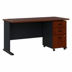 Bush Business Furniture Cubix 60W Desk With Mobile File Cabinet, Hansen Cherry (SRA003HCSU)