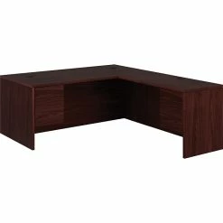 HON 10500 Series Right L-Shaped Office Desk, 72"W, Mahogany