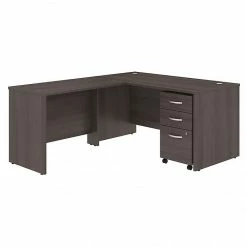 Bush Business Furniture Studio C 60W X 30D L Shaped Desk With Mobile File Cabinet And 42W Return, Storm Gray (STC008SGSU)