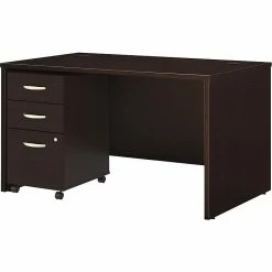 Bush Business Furniture Westfield 48W Desk With Pre-Assembled 3Dwr Mobile Pedestal, Mocha Cherry