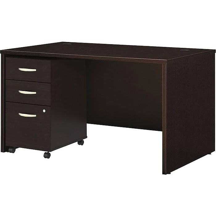 Bush Business Furniture Westfield 48W Desk With Pre-Assembled 3Dwr Mobile Pedestal, Mocha Cherry