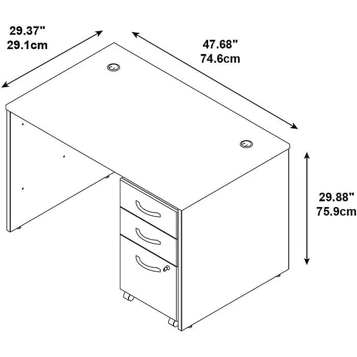 Bush Business Furniture Westfield 48W Desk With Pre-Assembled 3Dwr Mobile Pedestal, Mocha Cherry - Image 4