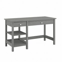Bush Furniture Broadview 54" Computer Desk With Shelves, Modern Gray (BDD154MG-03)