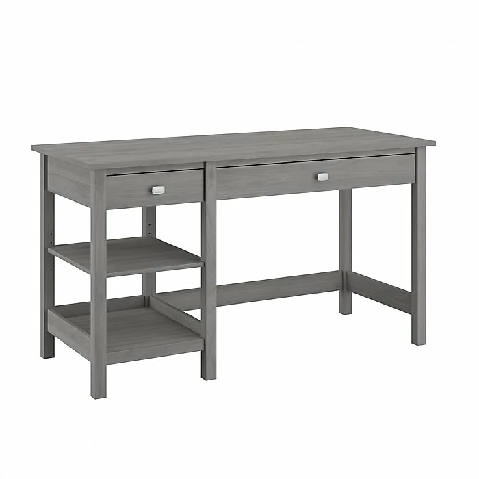 Bush Furniture Broadview 54" Computer Desk With Shelves, Modern Gray (BDD154MG-03)
