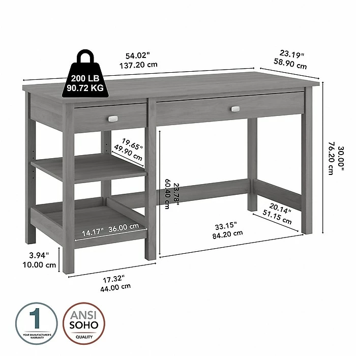 Bush Furniture Broadview 54" Computer Desk With Shelves, Modern Gray (BDD154MG-03) - Image 4